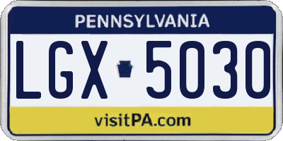PA license plate LGX5030