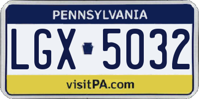 PA license plate LGX5032