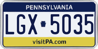 PA license plate LGX5035