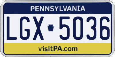 PA license plate LGX5036