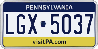 PA license plate LGX5037
