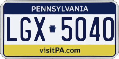 PA license plate LGX5040