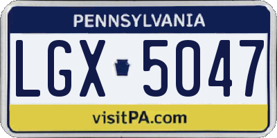 PA license plate LGX5047