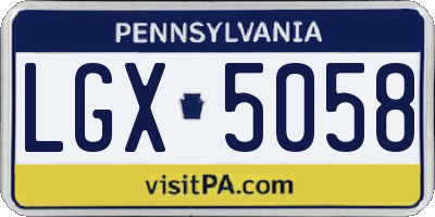 PA license plate LGX5058