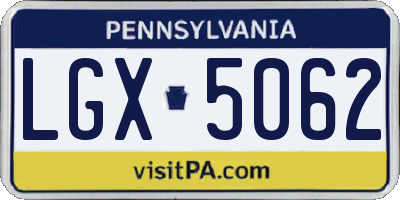 PA license plate LGX5062