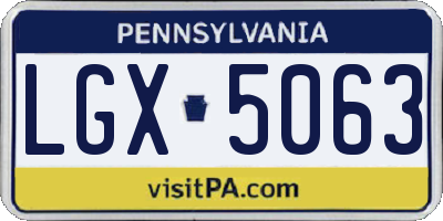 PA license plate LGX5063