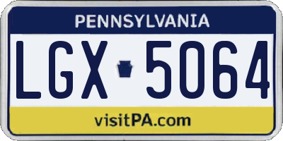 PA license plate LGX5064