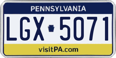 PA license plate LGX5071