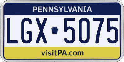 PA license plate LGX5075