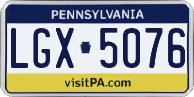 PA license plate LGX5076