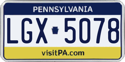 PA license plate LGX5078