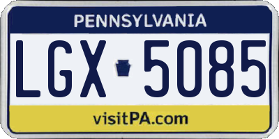 PA license plate LGX5085