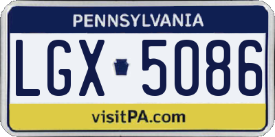PA license plate LGX5086