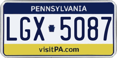 PA license plate LGX5087