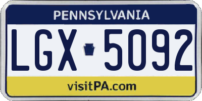 PA license plate LGX5092