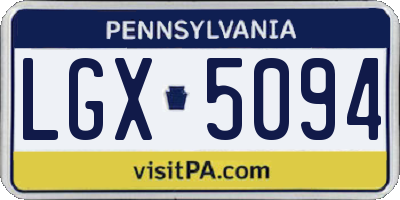 PA license plate LGX5094