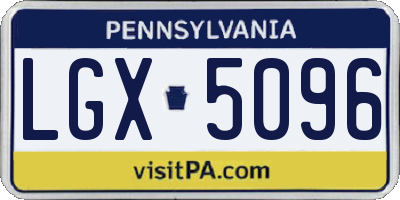 PA license plate LGX5096