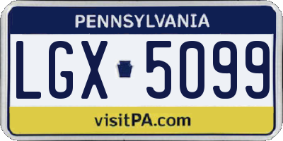 PA license plate LGX5099