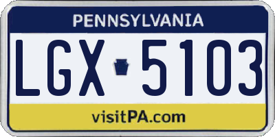 PA license plate LGX5103