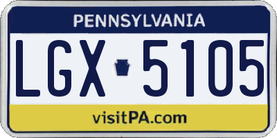 PA license plate LGX5105