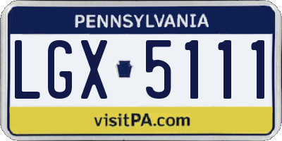 PA license plate LGX5111