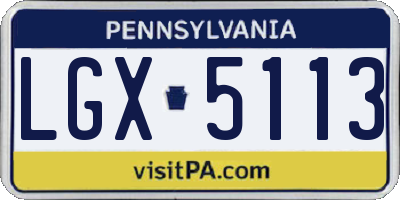PA license plate LGX5113
