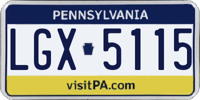 PA license plate LGX5115