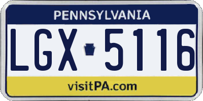 PA license plate LGX5116