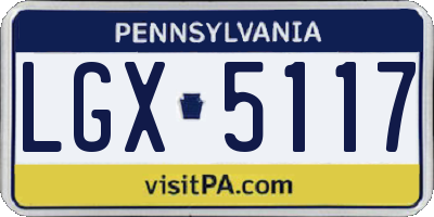 PA license plate LGX5117