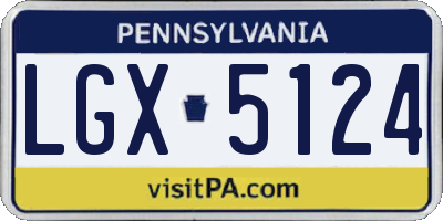 PA license plate LGX5124