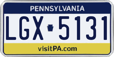 PA license plate LGX5131