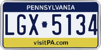 PA license plate LGX5134