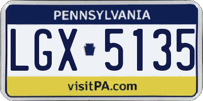 PA license plate LGX5135