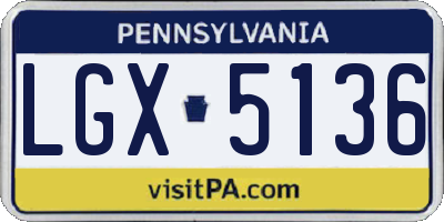 PA license plate LGX5136