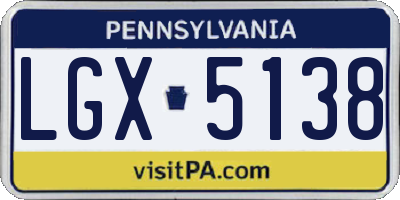 PA license plate LGX5138
