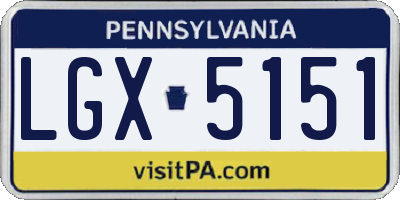 PA license plate LGX5151
