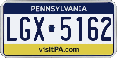 PA license plate LGX5162