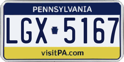 PA license plate LGX5167