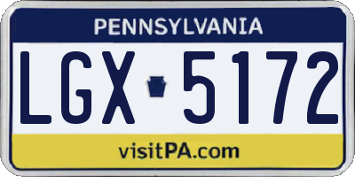 PA license plate LGX5172