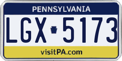 PA license plate LGX5173