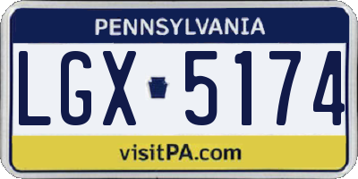 PA license plate LGX5174