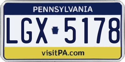 PA license plate LGX5178