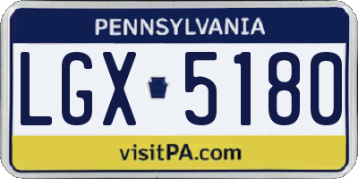 PA license plate LGX5180