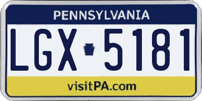 PA license plate LGX5181