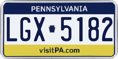 PA license plate LGX5182