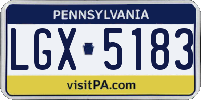 PA license plate LGX5183