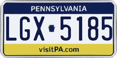 PA license plate LGX5185