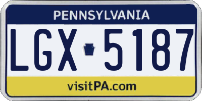 PA license plate LGX5187