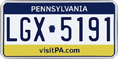 PA license plate LGX5191