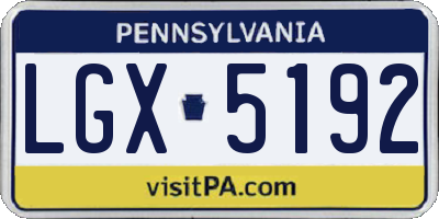 PA license plate LGX5192